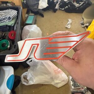 J.Lindeberg Silver and Winged Logo Emblem belt